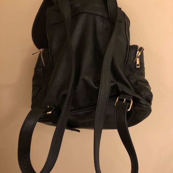 Black Faux Leather Mini Backpack - Picture 5 of 5